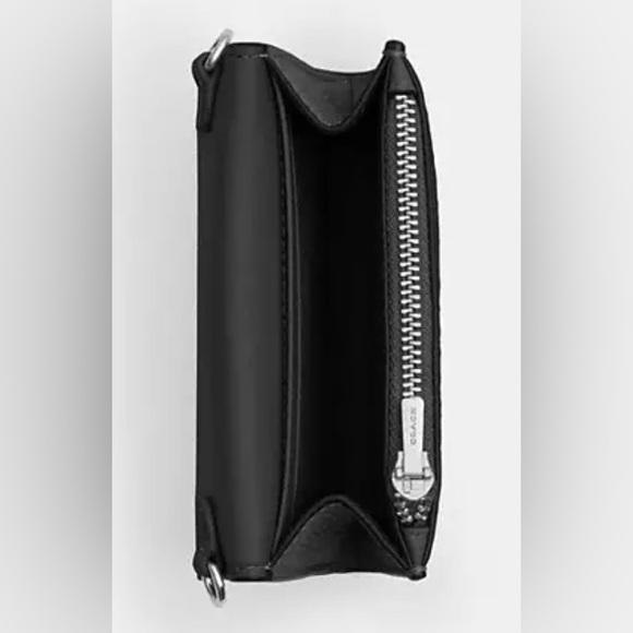 COACH Mini Envelope Wallet with Strap Black/Silver NWT - Picture 4 of 5